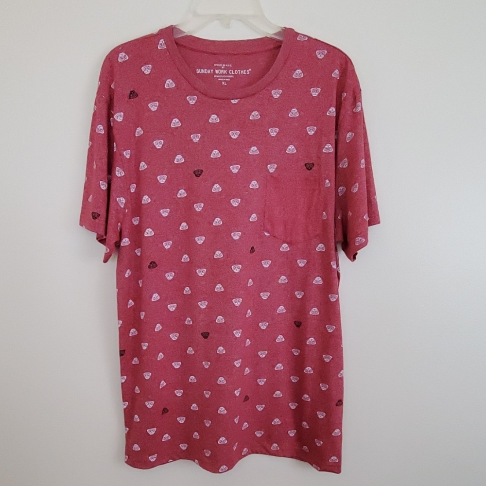 Sunday Work Clothes Red Dog Print Tee Shirt  XL